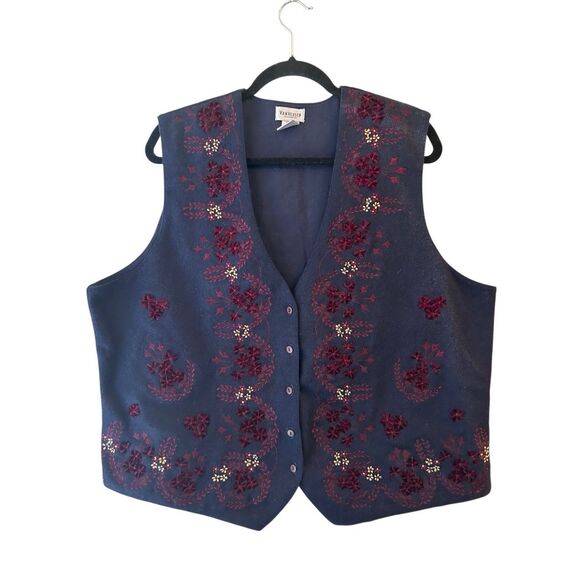 Vintage Van Heusen Wool Embroidered Vest as XL Y2K boho grandmacore hippie art - Picture 1 of 8